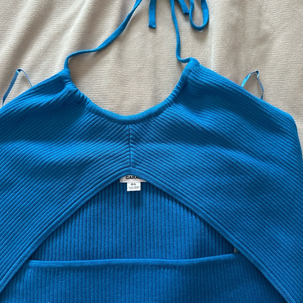 Garage Blue Ribbed Halter Top - Picture 2 of 3